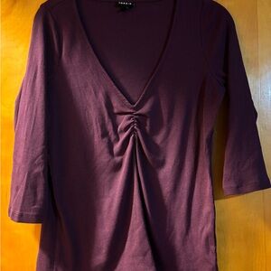Torrid Burgundy Ribbed V-Neck Long 3/4 sleeve top